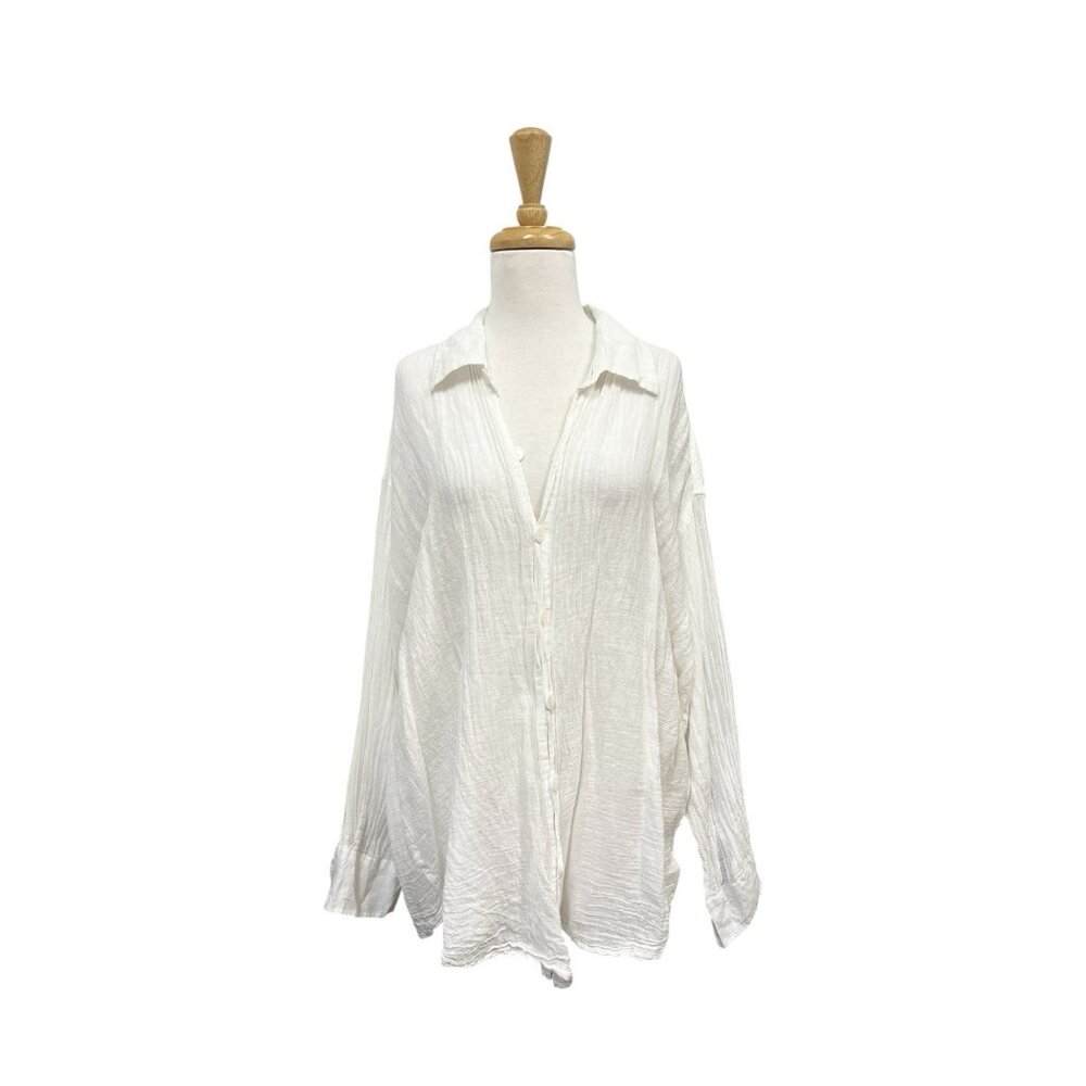 Tan + Lines Sivan Ayla Tulum Cover Up Size 1 Small/Medium White Linen